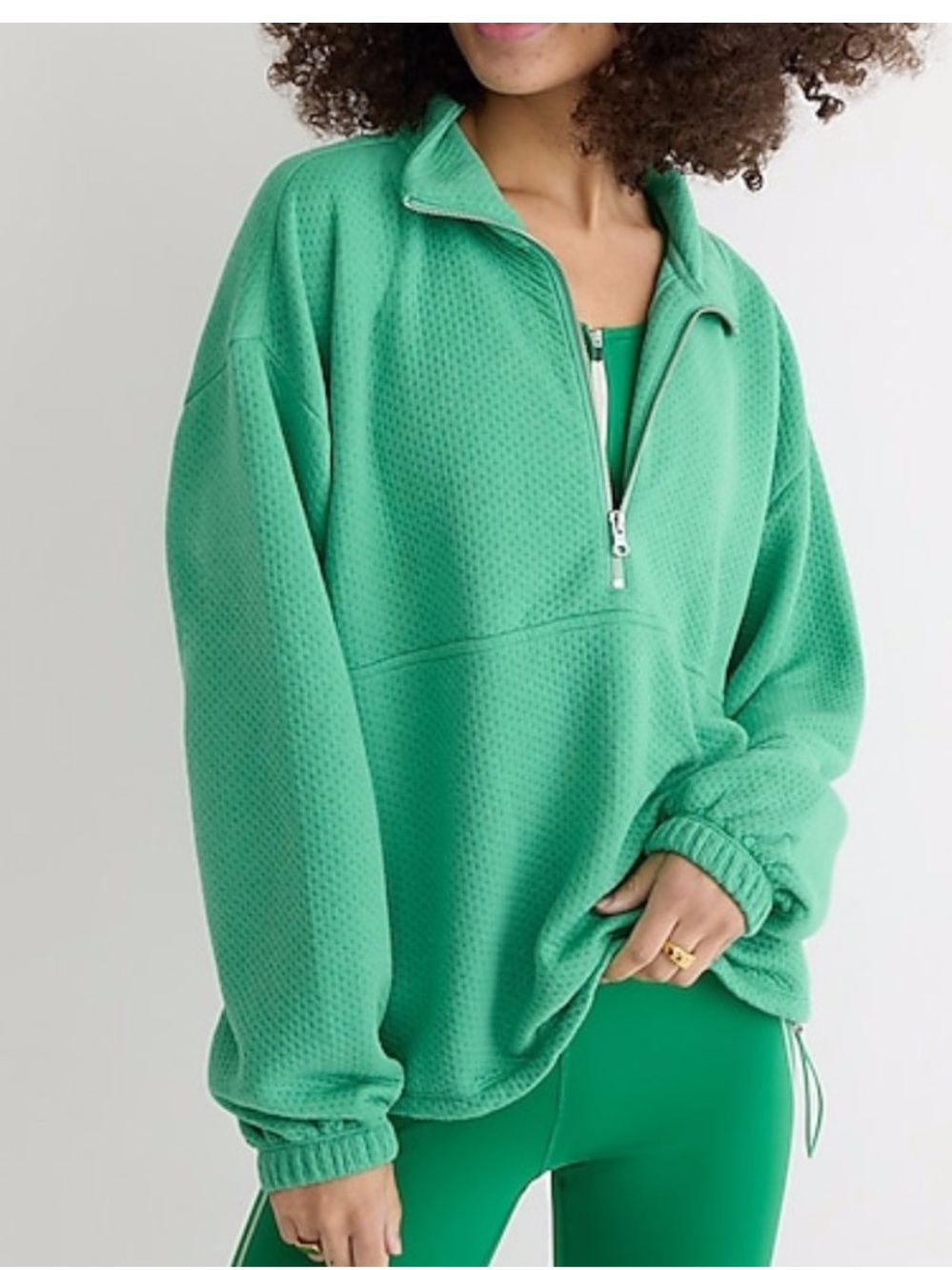 J.Crew Terry Half-Zip Pointelle Sweatshirt 2X BM325
